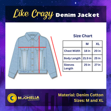 Load image into Gallery viewer, Jimtober 2023: Like Crazy Denim Jacket with iron-on patches
